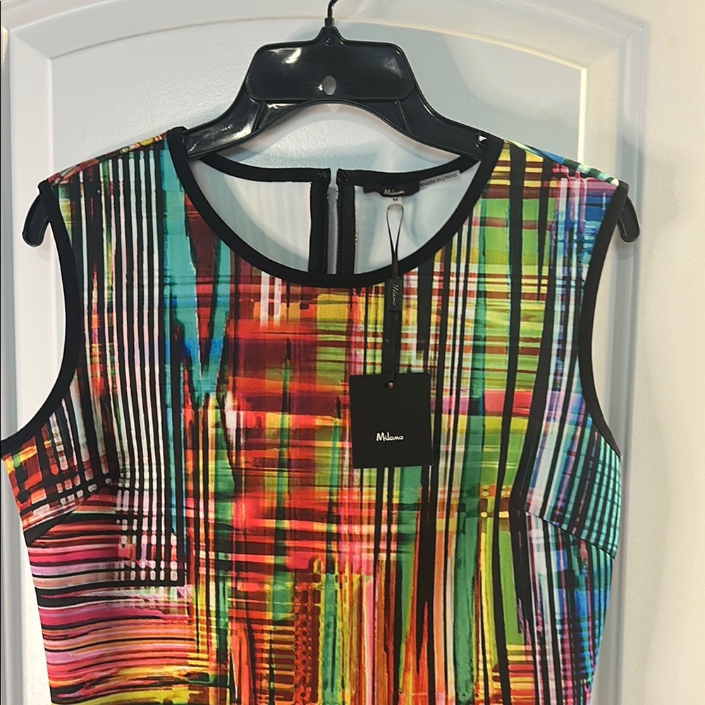 NWT Milano Colorful Abstract Sleeveless Dress